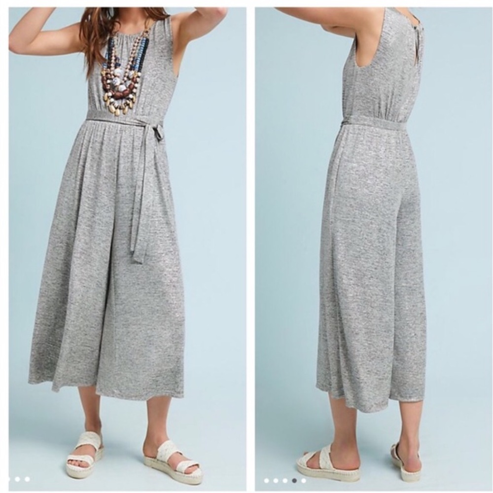 Anthropologie Shimmer Sleeveless Wide-Leg Jumpsuit